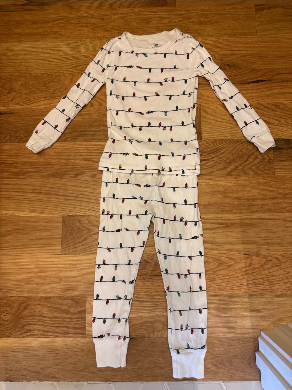 Crewcuts Cream Kids Pajama Set with Multi-Color Light Print